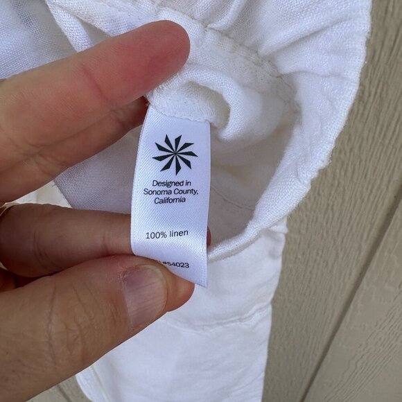 Athleta Linen Ankle Pants Women's 8 White Beach Summer Flowy Casual Lightweight - Picture 8 of 12